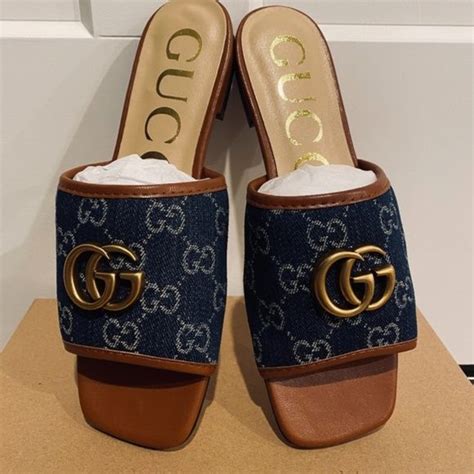 gucci slip ons fur|gucci denim slides.